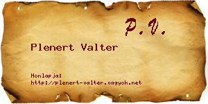 Plenert Valter névjegykártya